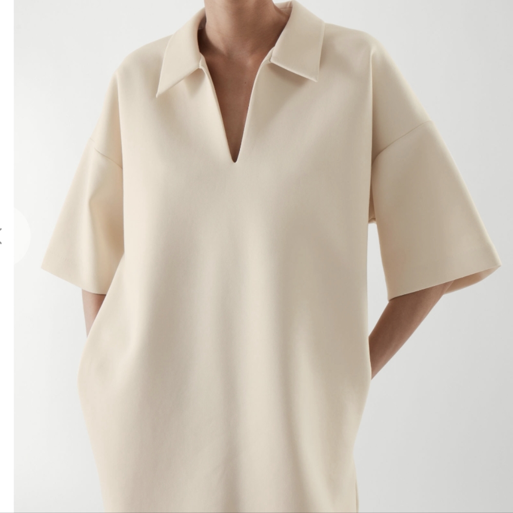 COS Cream Midi Shirt Dress - Picture 3 of 6